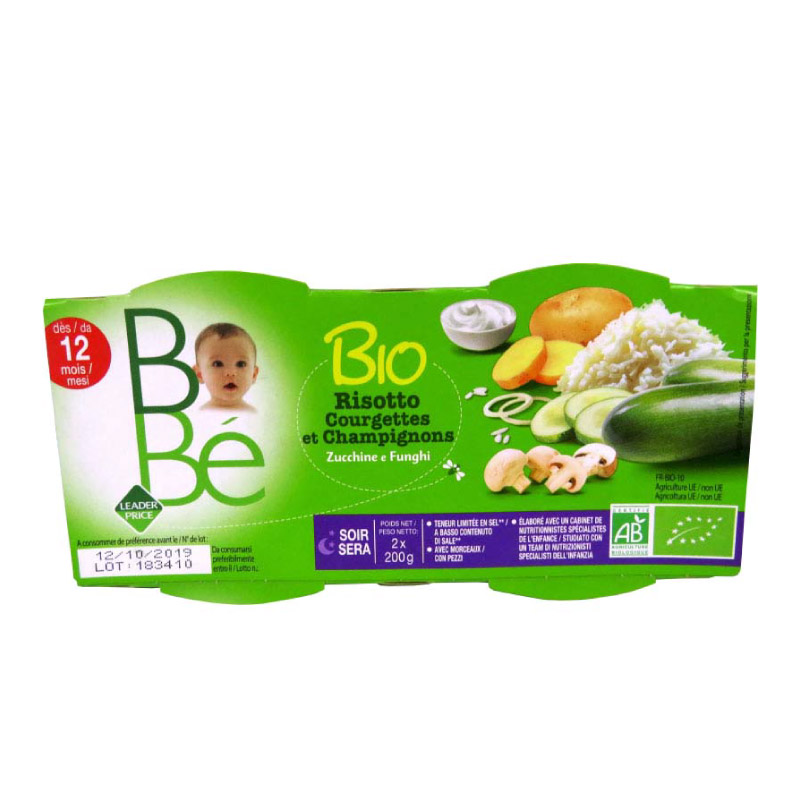 POT BEBE RISOTTO COURGETTES ET CHAMPIGNONS BIO 2 X 200G